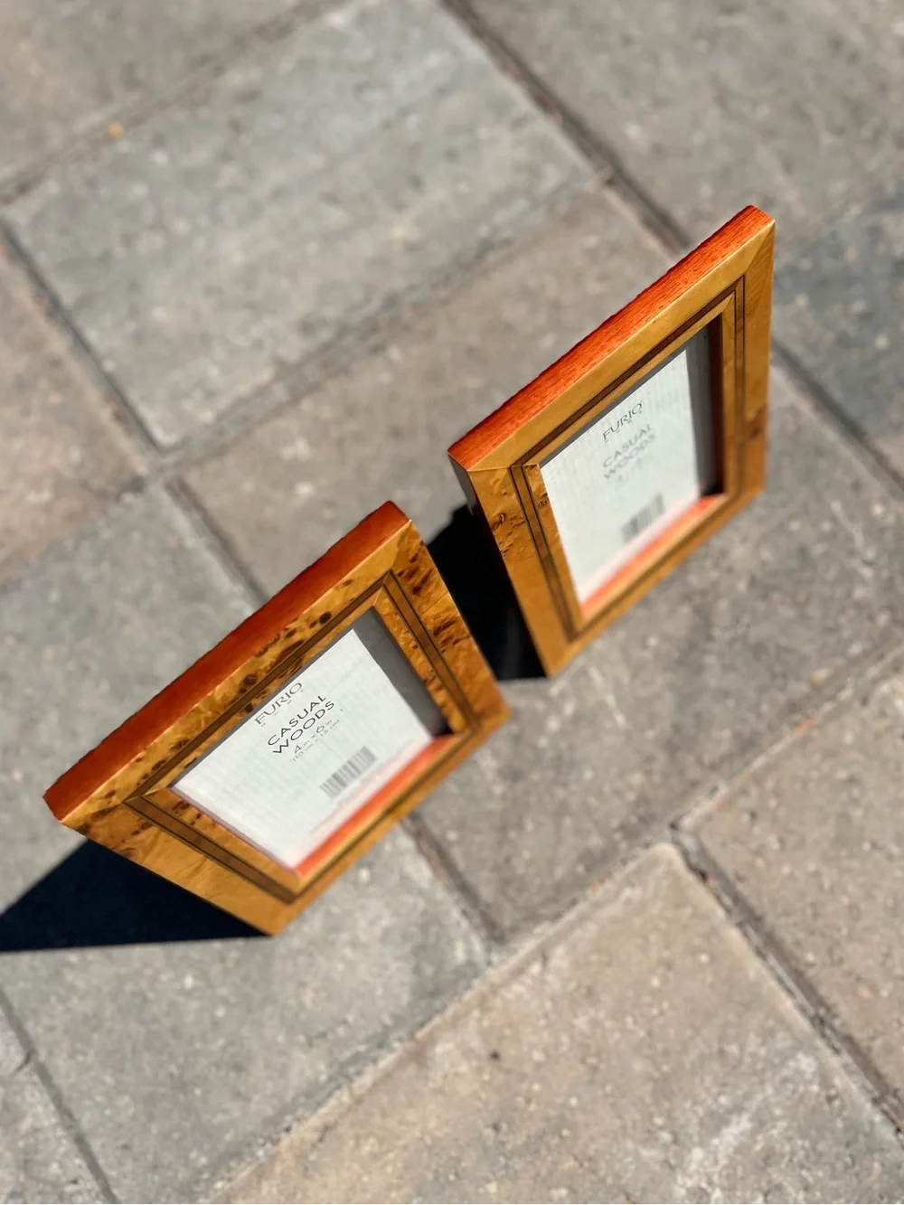 Set of 2 Vintage Burl Wood Picture Frames | Faux Burlwood 4x6 Frames